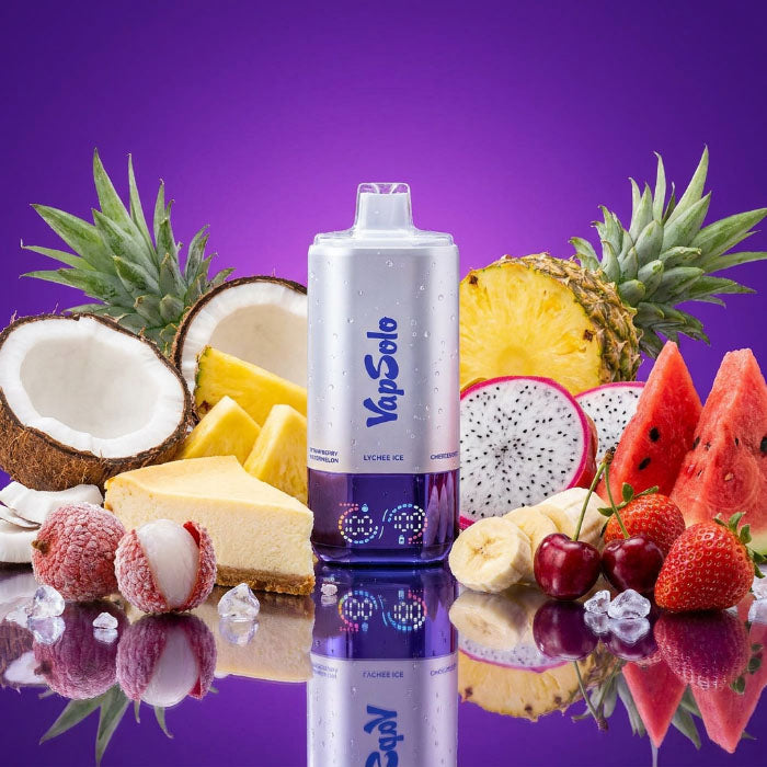 VapSolo 180K 6in1 Sixer – Lychee Ice & Cheesecake & Pina Colada & Mixed Berry & Dragonfruit, Banana, Cherry & Strawberry Watermelon 5%