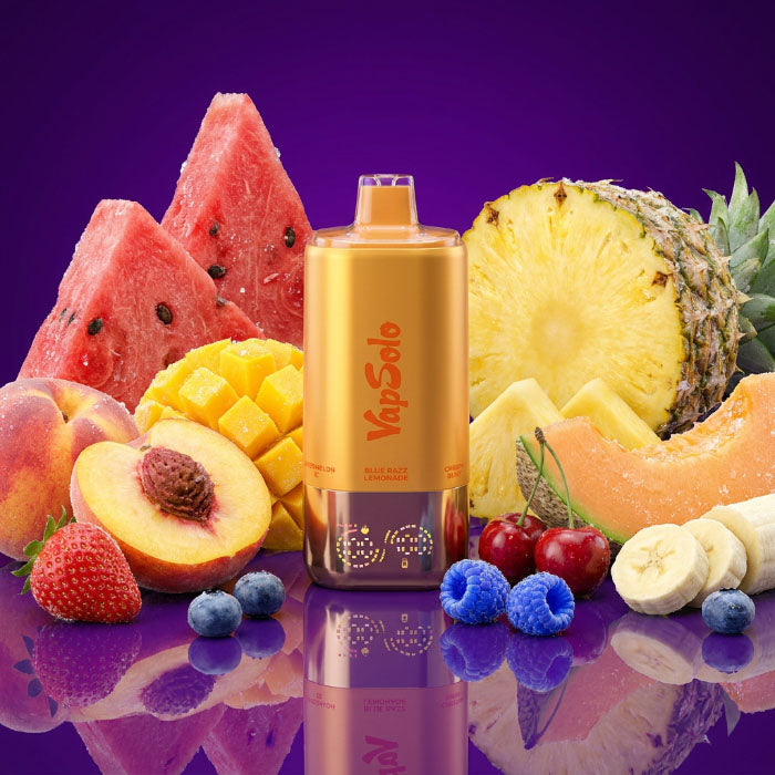 VapSolo 180K 6in1 Sixer – Blue Razz Lemonade & Cherry Berry & Strawberry Banana & Triple Melon & Peach Mango Pineapple & Watermelon Ice 5%