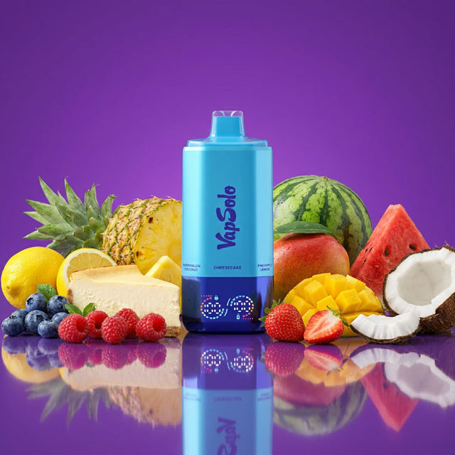 VapSolo 180K 6in1 Sixer – Cheesecake & Pineapple Lemon & Blueberry Sour Raspberry & Strawberry Mango & Lemon Lime & Watermelon Coconut 5%